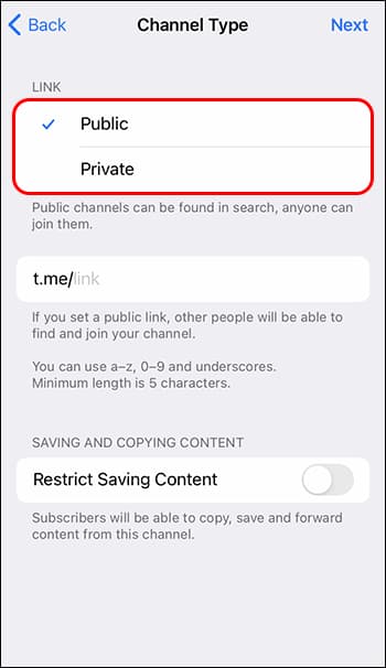 تنظیمات کانال تلگرام