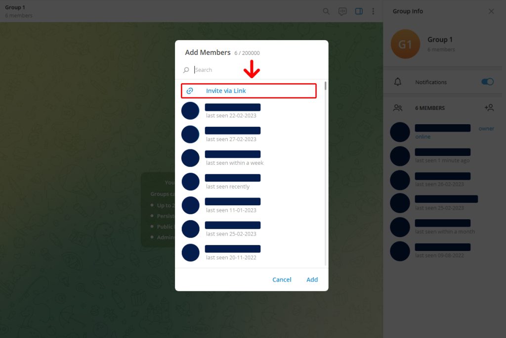 باز کردن قابلیت اد ممبر گروه